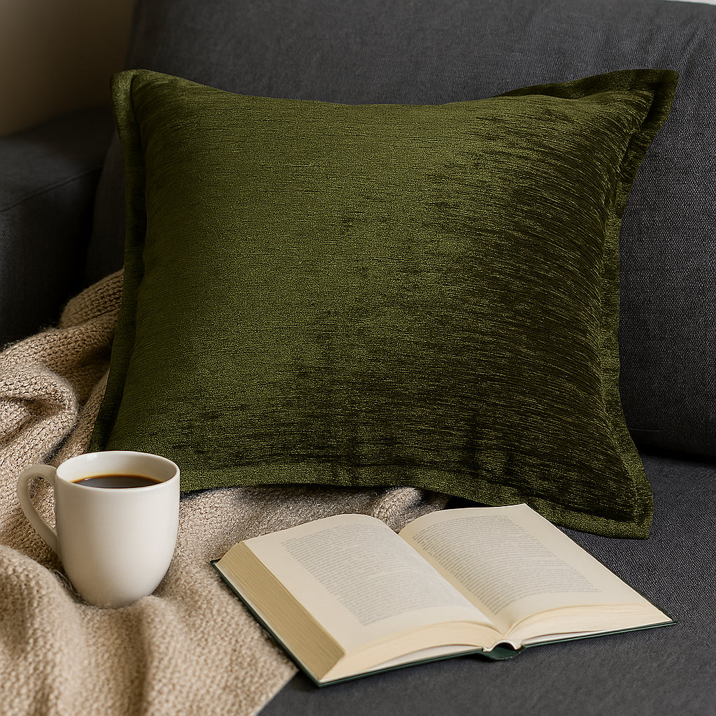 WONDERWALL 'Une Collection' Velvet Throw Pillow with Luxe Shine & Structured Support – Deep Forest Green
