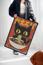 WONDERWALL 'L’Atelier Fun Collection' Retro Ramen Cat Poster – Japanese-Inspired Noodle Lover Wall Art