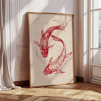 WONDERWALL ‘L’Atelier Fun Collection’ Koi Fish Wall Art – Minimalist Japanese Ink Print, Zen Decor