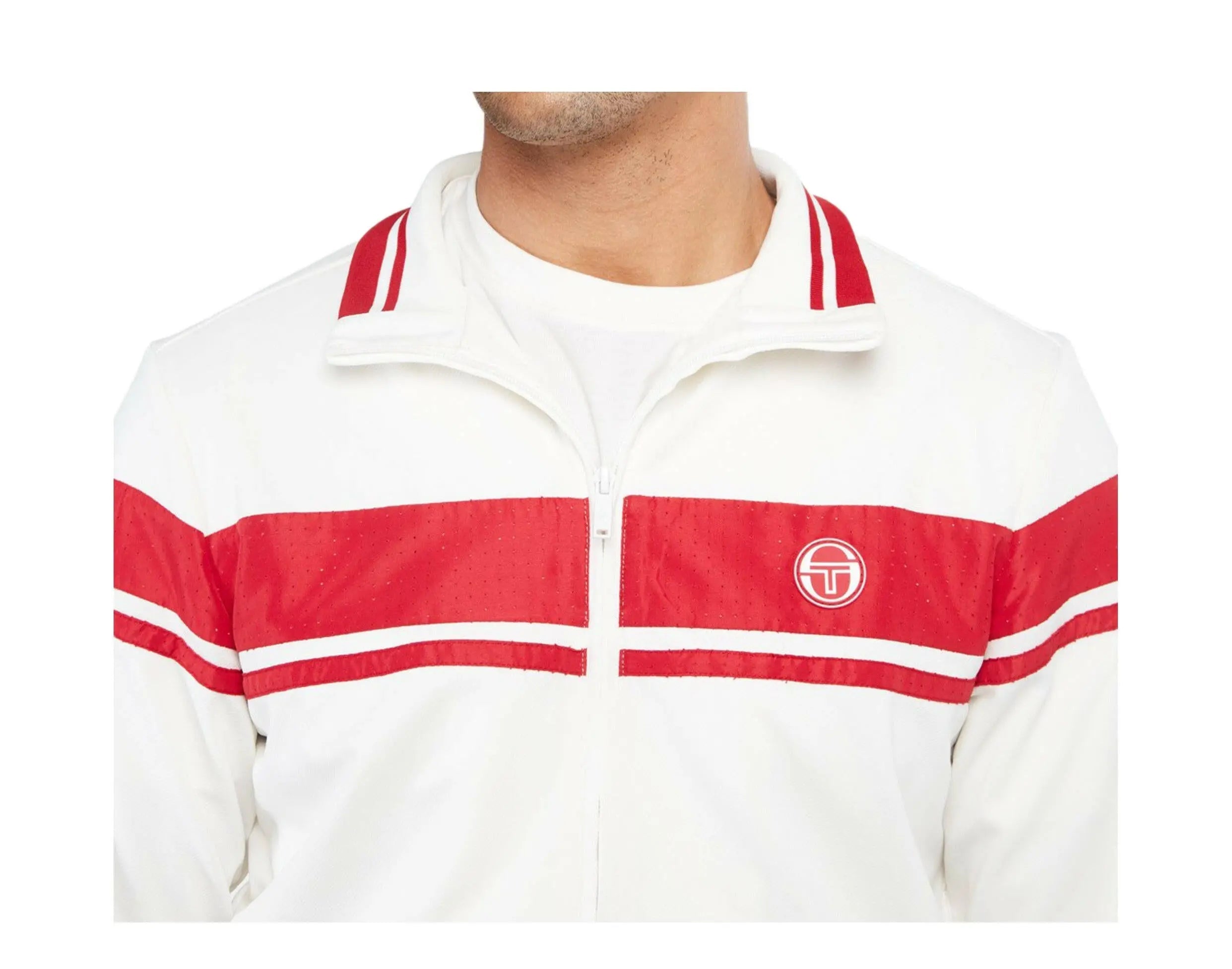 Sergio Tacchini Young Line Men Track Jacket Blanc De Blanc/Tango Red