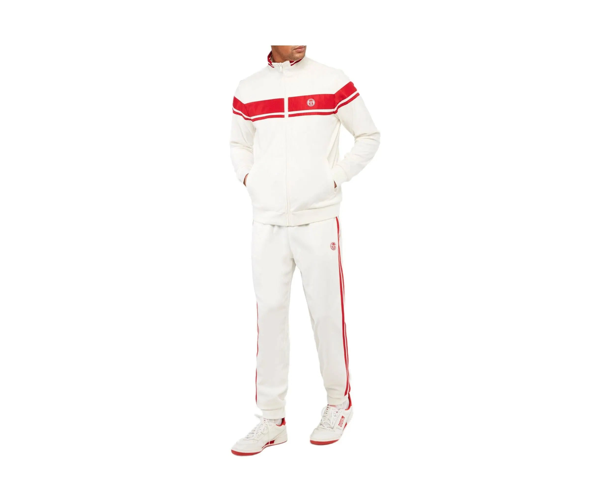 Sergio Tacchini Young Line Men Track Jacket Blanc De Blanc/Tango Red