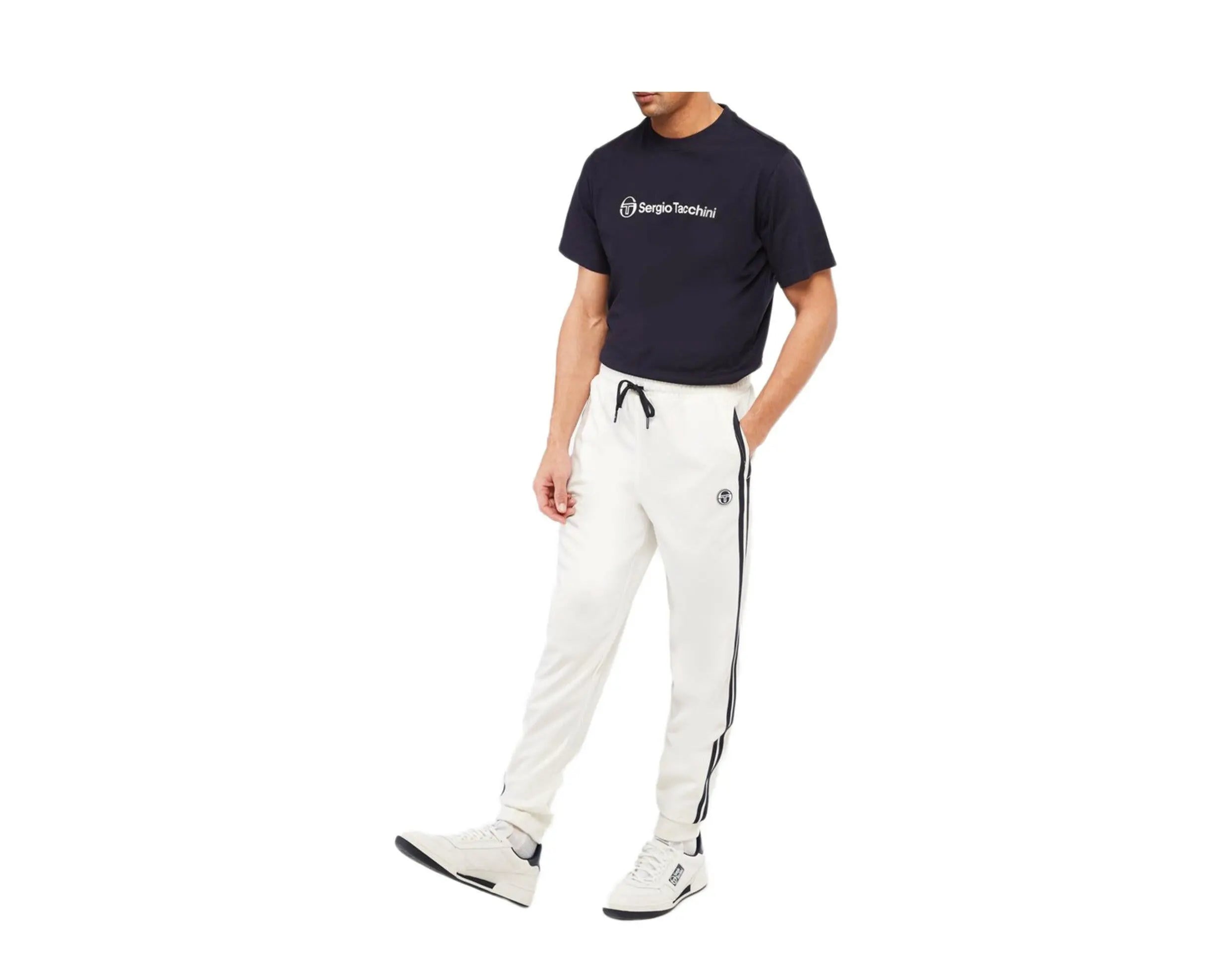 Sergio Tacchini Young Line Men Track Pants Blanc De Blanc/Night Sky