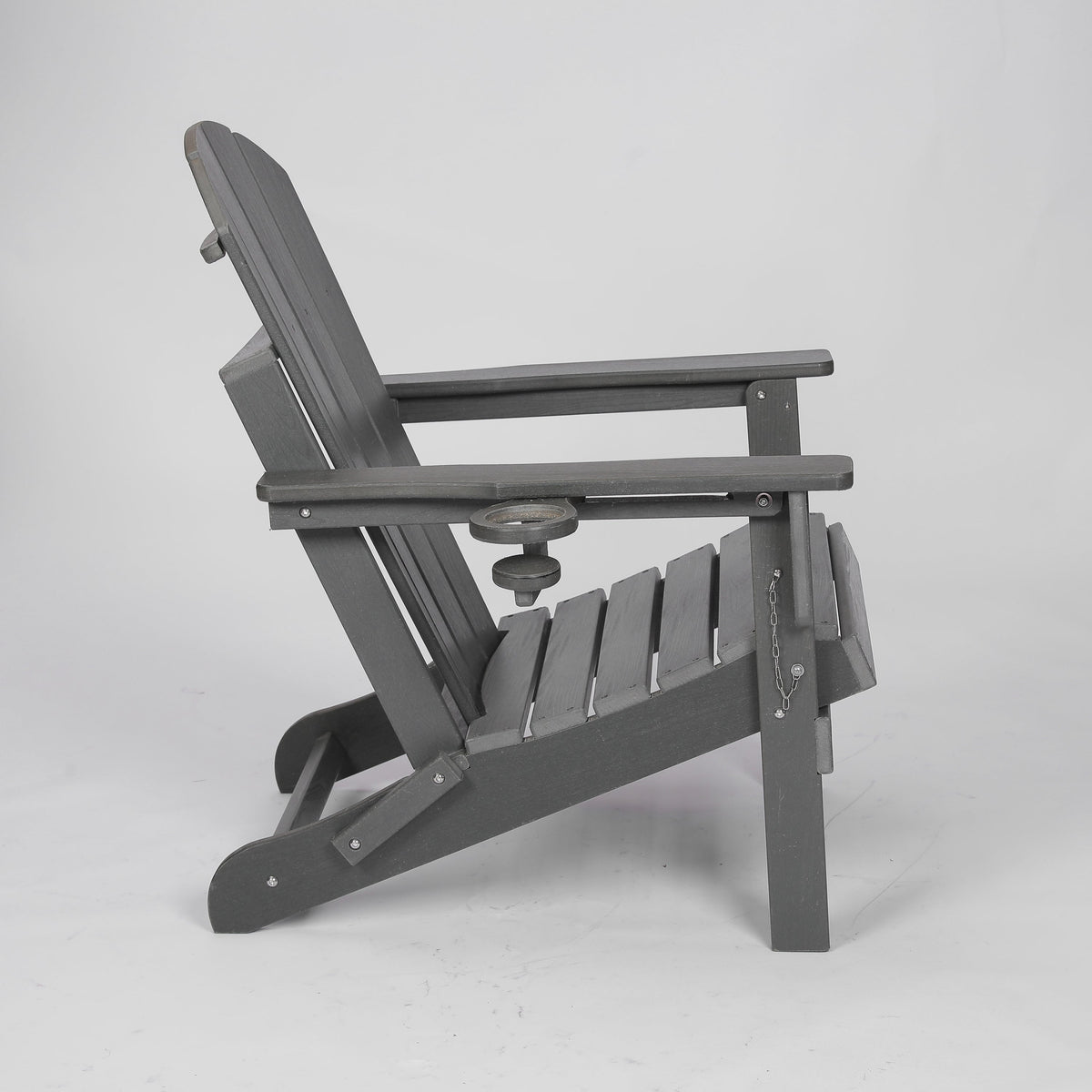 WONDERWALL 'Une Collection' HDPE Folding Adirondack Chair with Dual Cup Holder - Gray