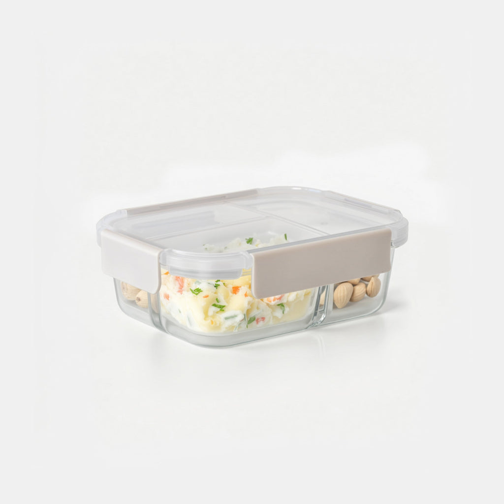 Genicook Three-Compartment Glass Bento Box