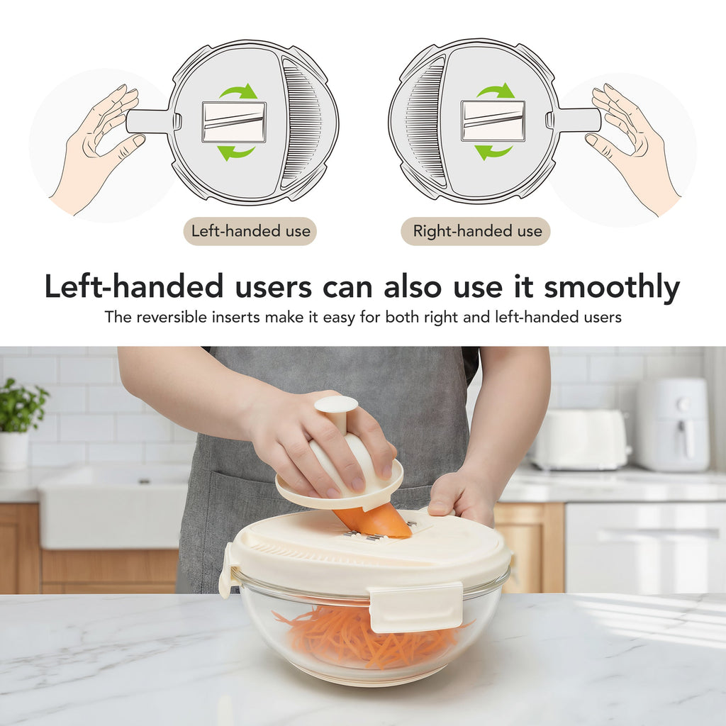 Genicook Glass Salad Bowl and Reversible Slicer Set