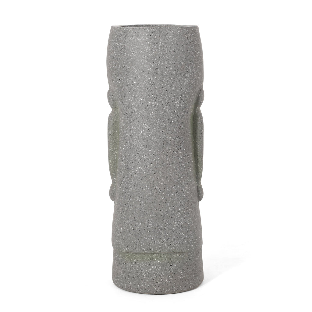 WONDERWALL 'Une Collection' Stone Gray Flower Planter with Textured Cast Stone Finish - Tall