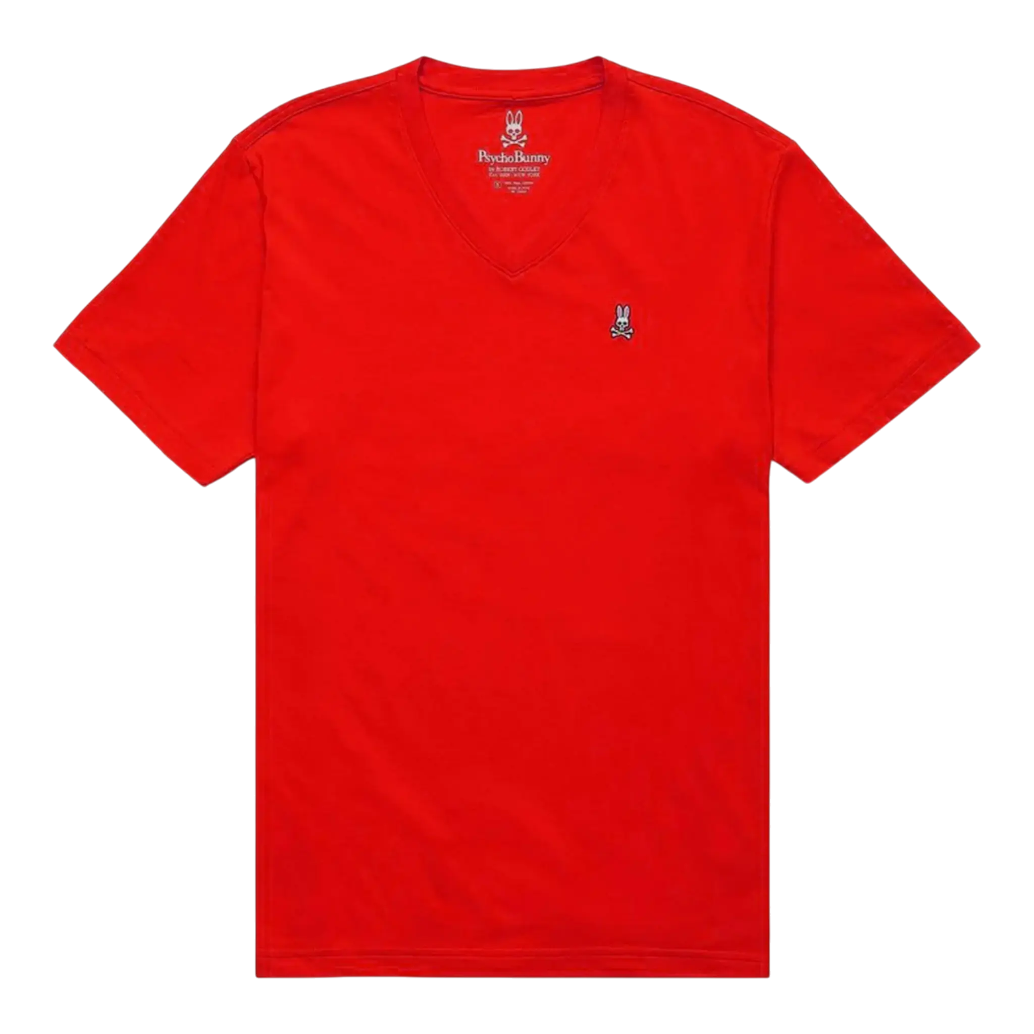 Psycho Bunny Classic V-Neck Men Big and Tall Tee Shirt Brilliant Red