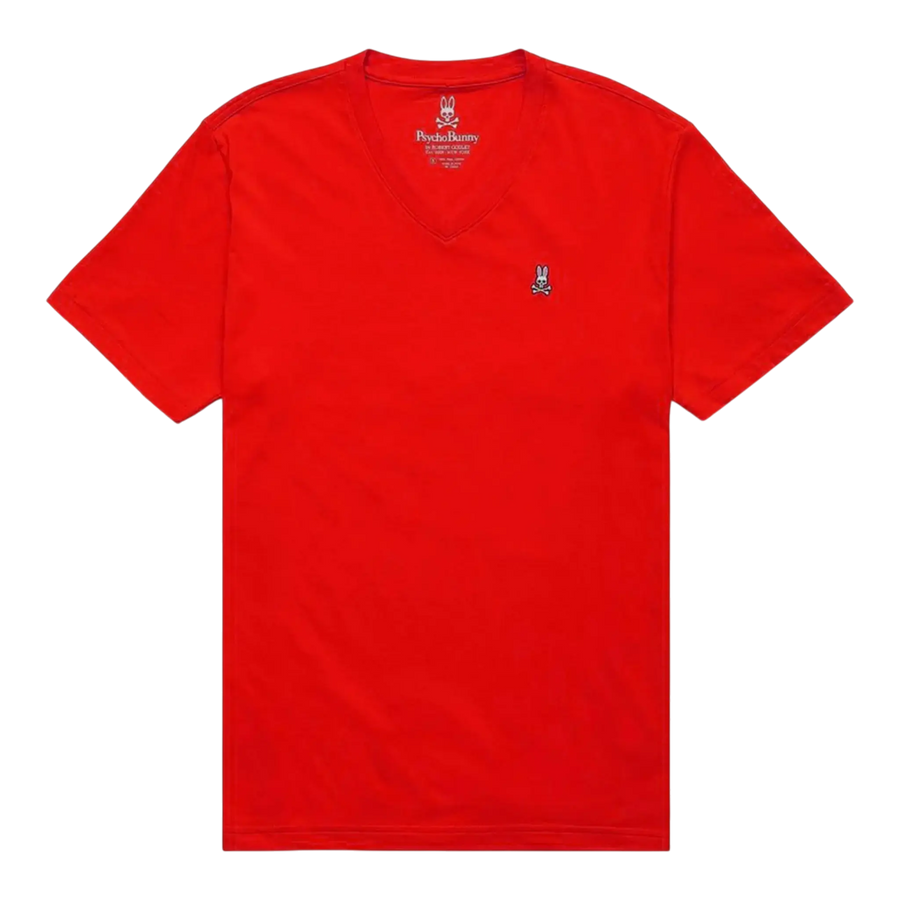 Psycho Bunny Classic V-Neck Men Big and Tall Tee Shirt Brilliant Red