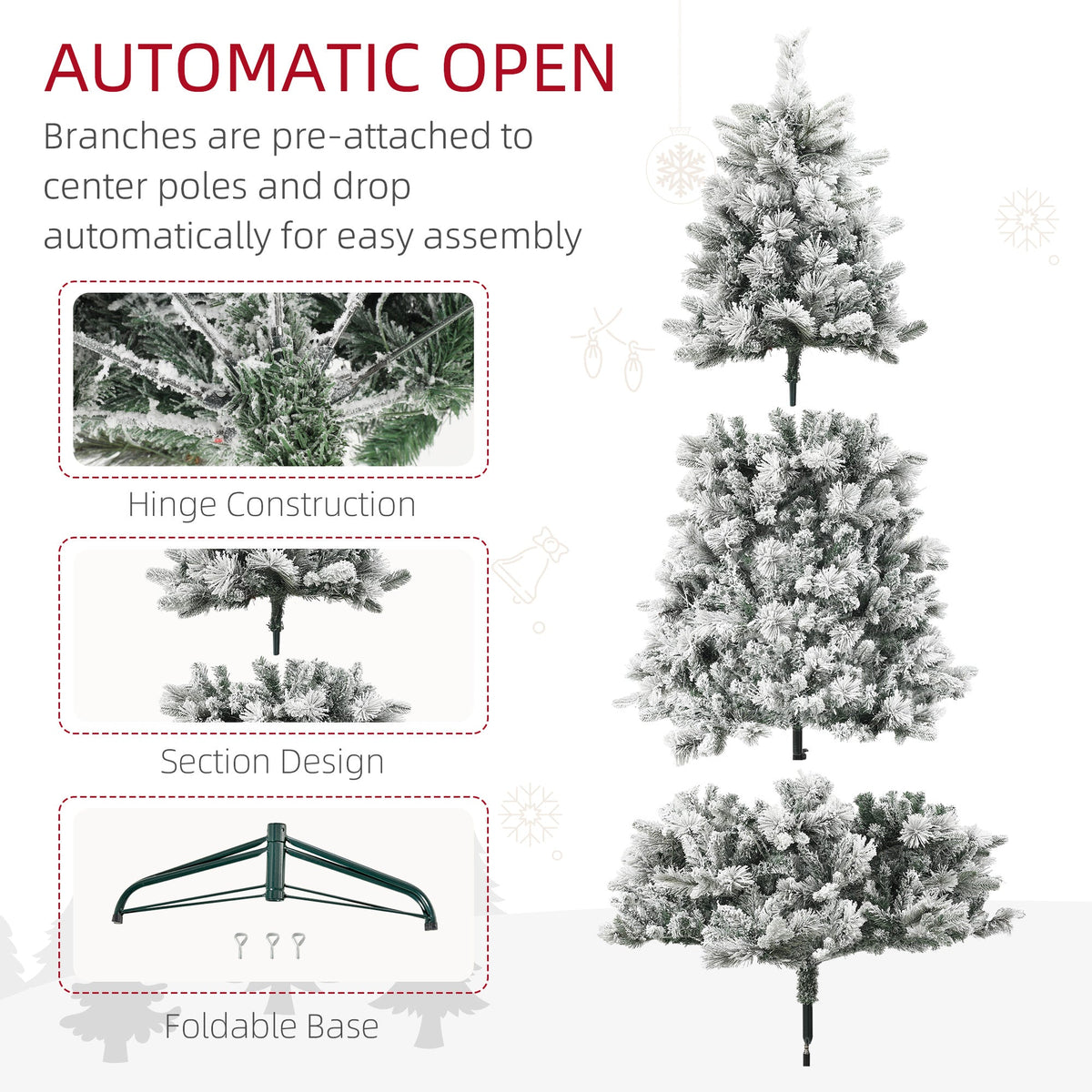 WONDERWALL ‘Noël DuBois’ Snow-Flocked Artificial Christmas Tree with 500 Warm White Lights – Green