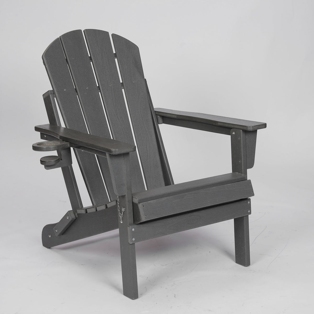 WONDERWALL 'Une Collection' HDPE Folding Adirondack Chair with Dual Cup Holder - Gray