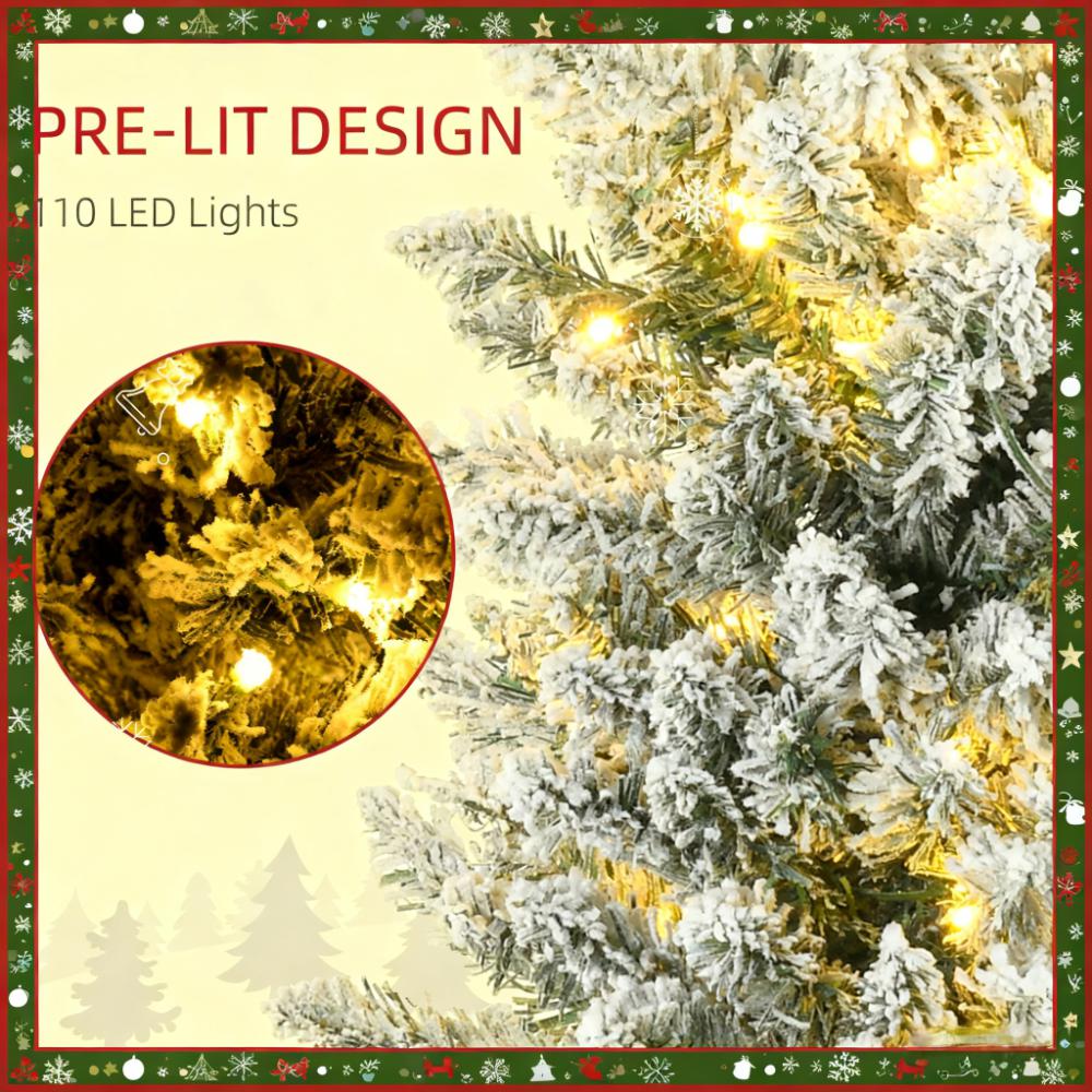 WONDERWALL ‘Noël DuBois’ Slim Artificial Christmas Tree with Warm White LEDs – Green