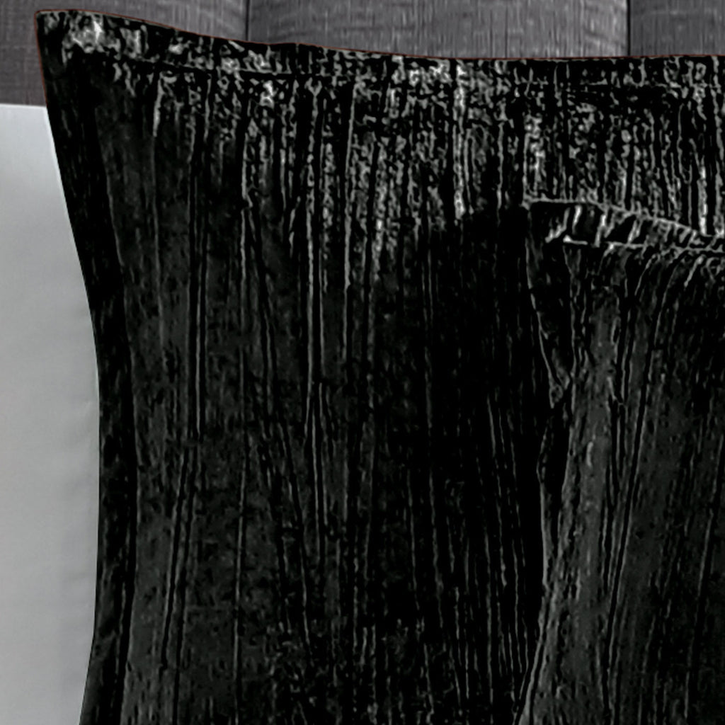 WONDERWALL 'Une Collection' Black Crinkle Velvet Comforter Set with Plush Fill - 7 Piece