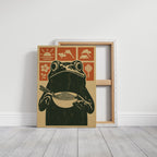 WONDERWALL 'L’Atelier Fun Collection' Ramen Frog Art in Retro Woodblock Style