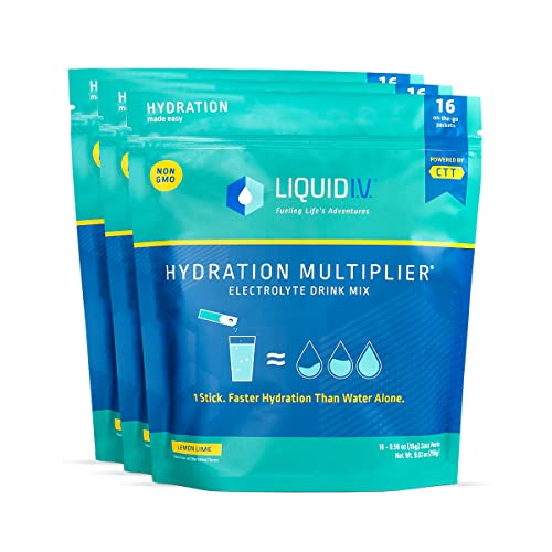 Liquid I.V. Hydration Multiplier - Lemon Lime - Powder Packets | Electrolyte Drink Mix | Easy Open Single - Serving | Non - GMO | 16 Stick