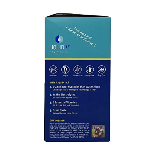 Liquid I.V. Hydration Multiplier - Lemon Lime - Powder Packets | Electrolyte Drink Mix | Easy Open Single - Serving | Non - GMO | 16 Stick