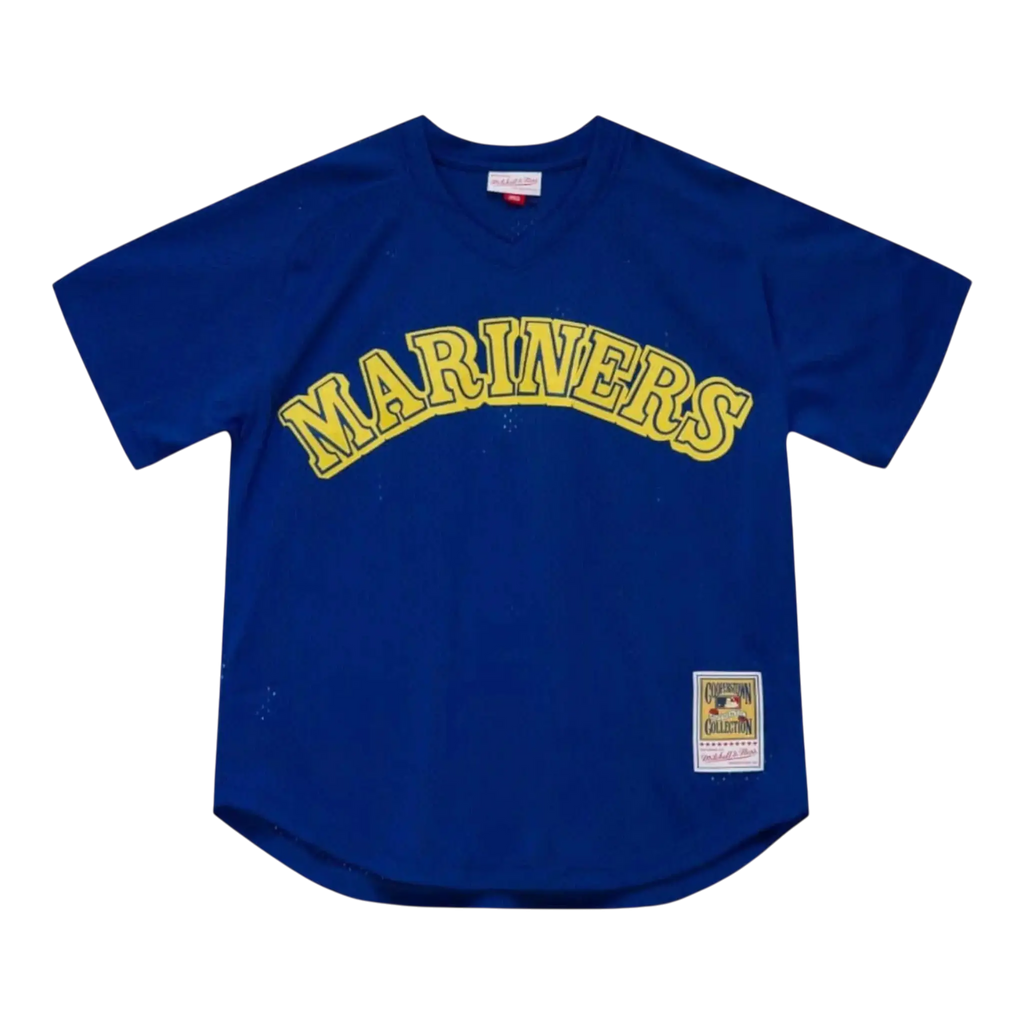 Mitchell & Ness Authentic Mesh BP Seattle Mariners 1991 Ken Griffey Jr. Men Baseball Jersey Dark Royal