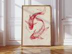 WONDERWALL ‘L’Atelier Fun Collection’ Koi Fish Wall Art – Minimalist Japanese Ink Print, Zen Decor
