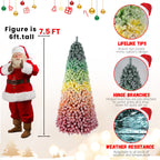 WONDERWALL ‘Noël DuBois’ 7.5 ft Flocked Artificial Christmas Tree – Rainbow