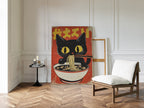 WONDERWALL 'L’Atelier Fun Collection' Retro Ramen Cat Poster – Japanese-Inspired Noodle Lover Wall Art