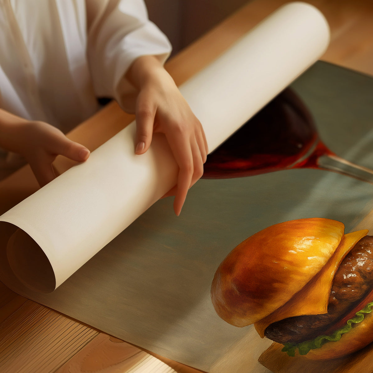 WONDERWALL 'L’Atelier Fun Collection' Burger and Bordeaux Still Life