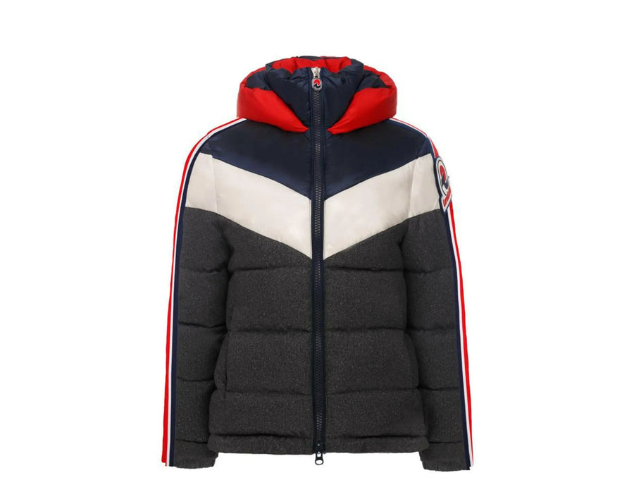 Invicta Claudia Shiny Contrast Colors Women Puffer Jacket Grey/Navy/Red