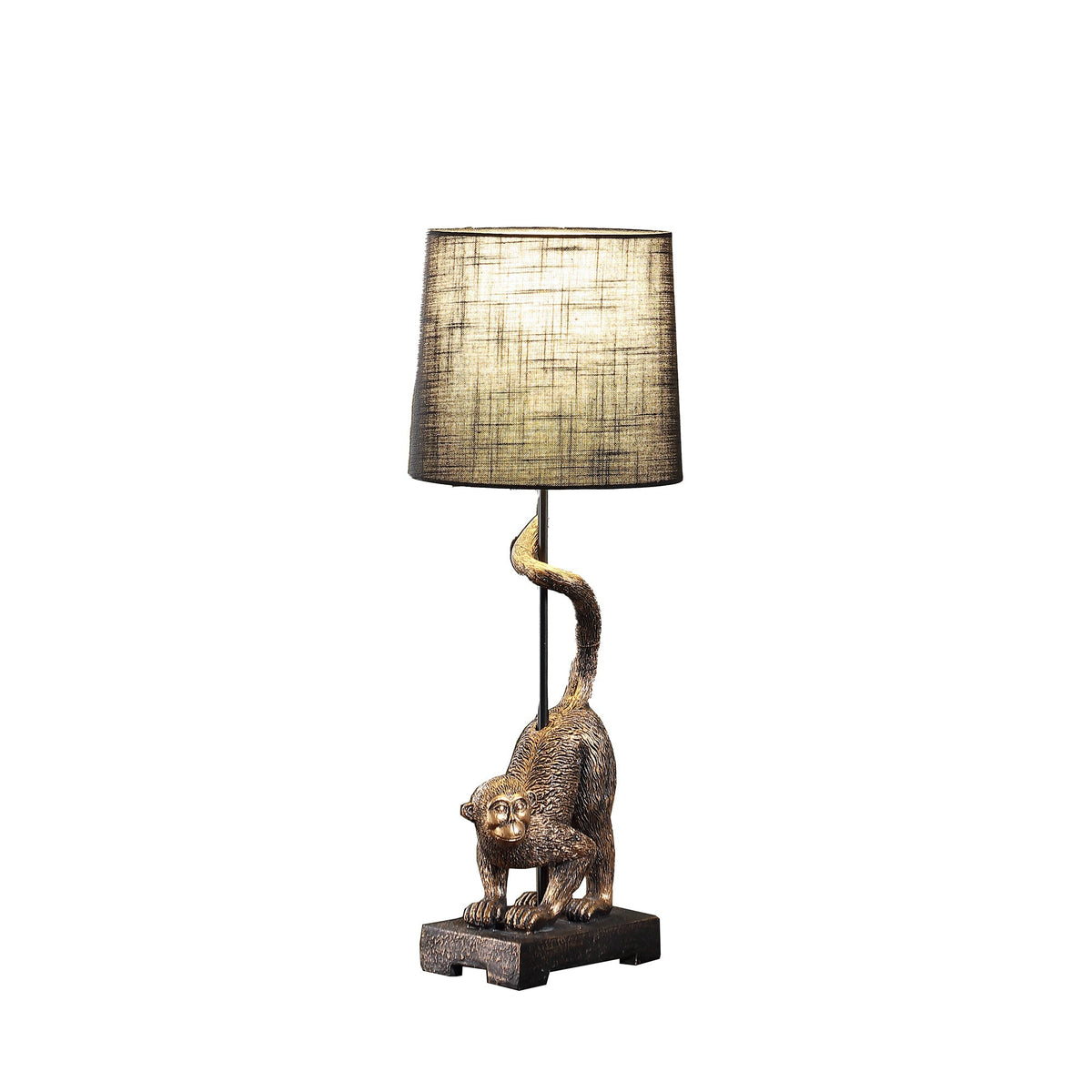 WONDERWALL 'Une Collection' 24" Wildlife Capuchin Monkey Table Lamp with Antique Bronze Finish - Golden Black