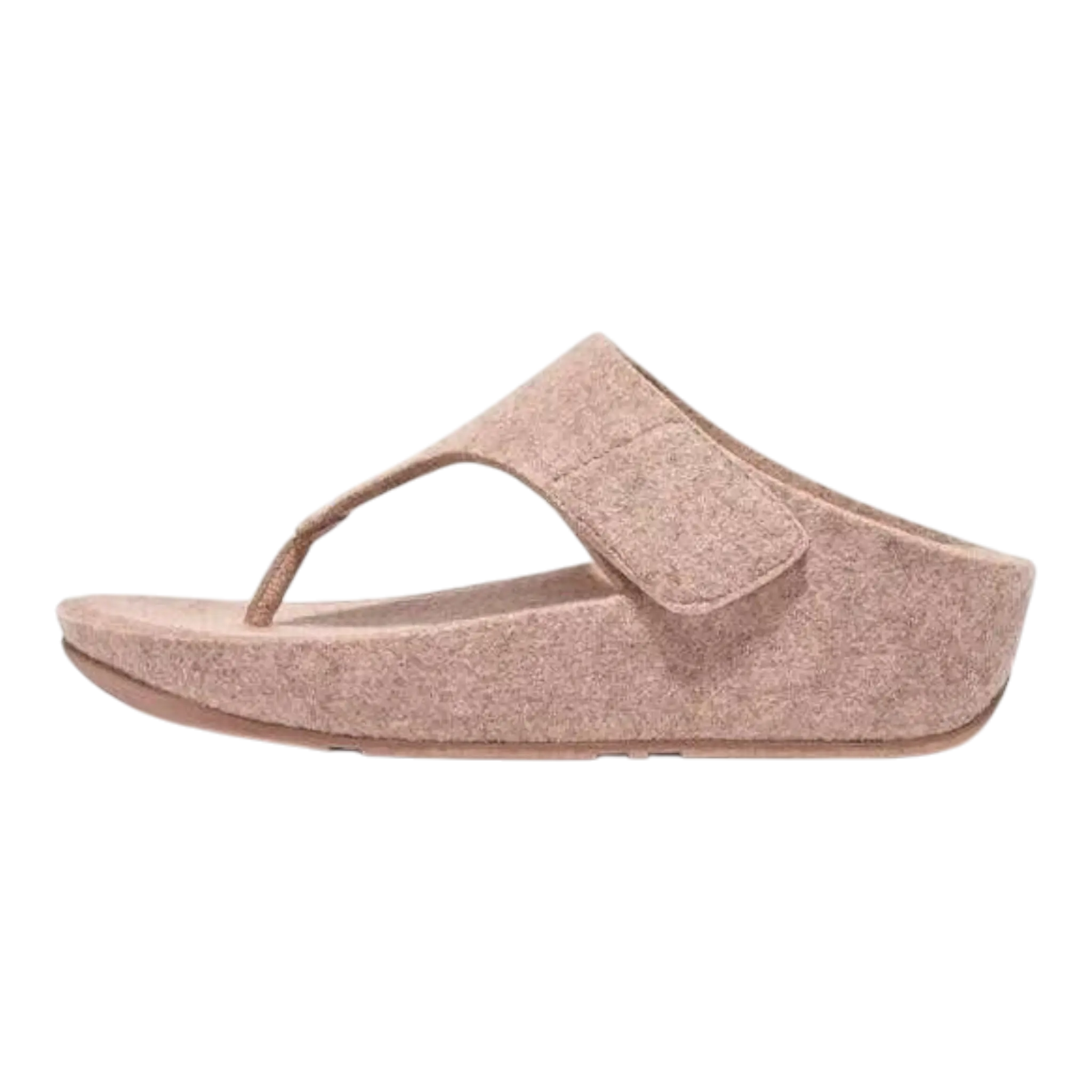 FitFlop Shuv E01 FR7-137 Women Toe-Post Sandals Beige Adjustable Felt Comfort