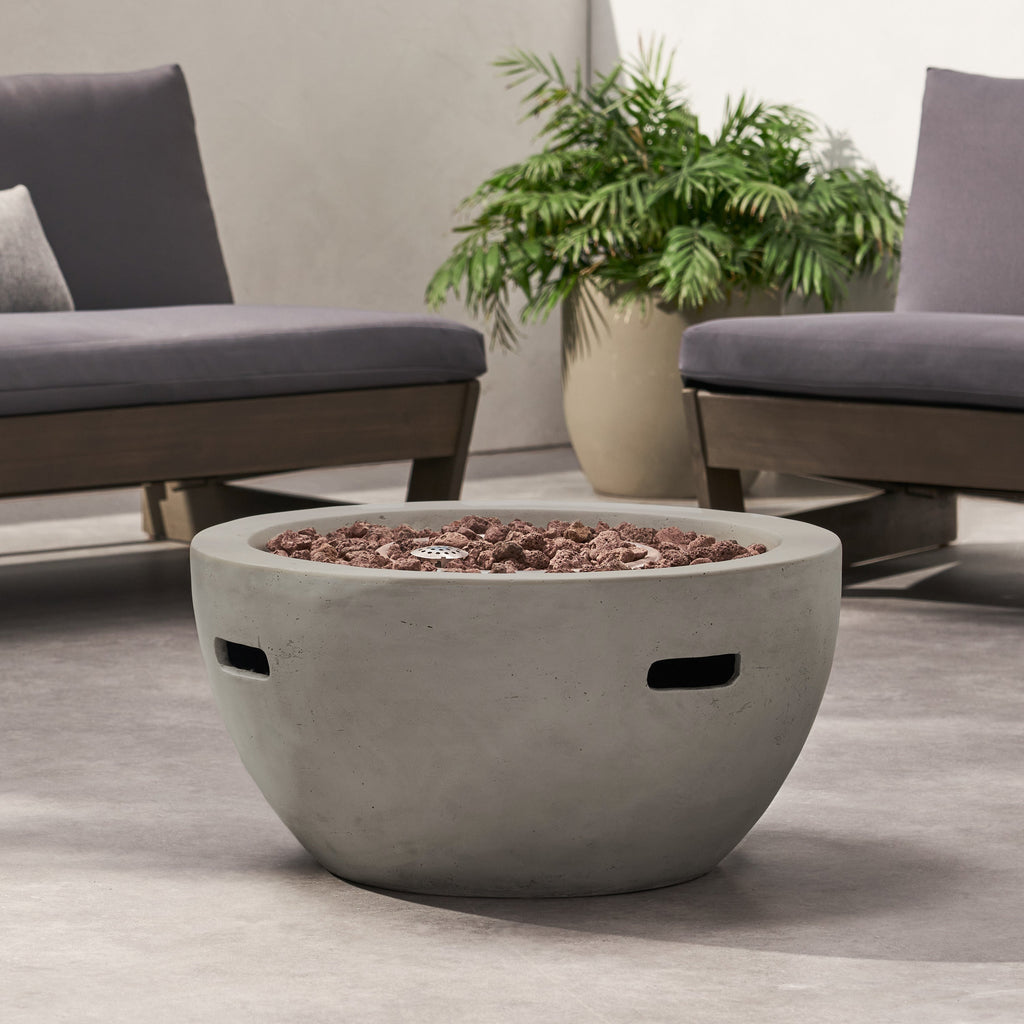 WONDERWALL 'Une Collection' 27" Bowl Propane Fire Pit with 40,000 BTU Output - Light Gray
