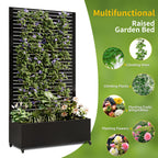WONDERWALL 'Une Collection' Metal Planter Box with Trellis - Raised Garden Bed with Wheels
