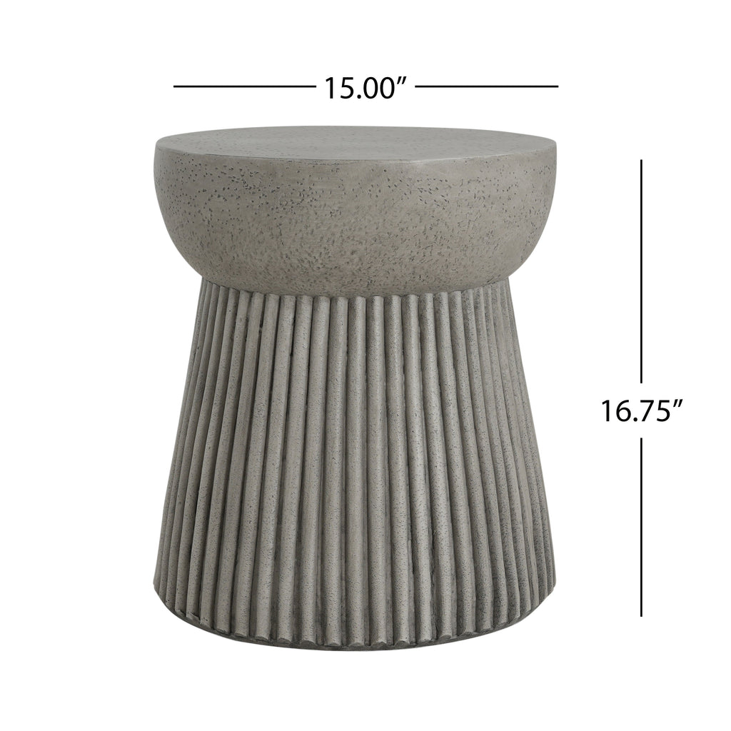WONDERWALL 'Une Collection' Outdoor Lightweight Concrete Side Table with Hourglass Design