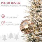 WONDERWALL ‘Noël DuBois’ Snow-Flocked Artificial Christmas Tree with 250 Warm Yellow Lights – Green