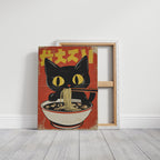 WONDERWALL 'L’Atelier Fun Collection' Retro Ramen Cat Poster – Japanese-Inspired Noodle Lover Wall Art