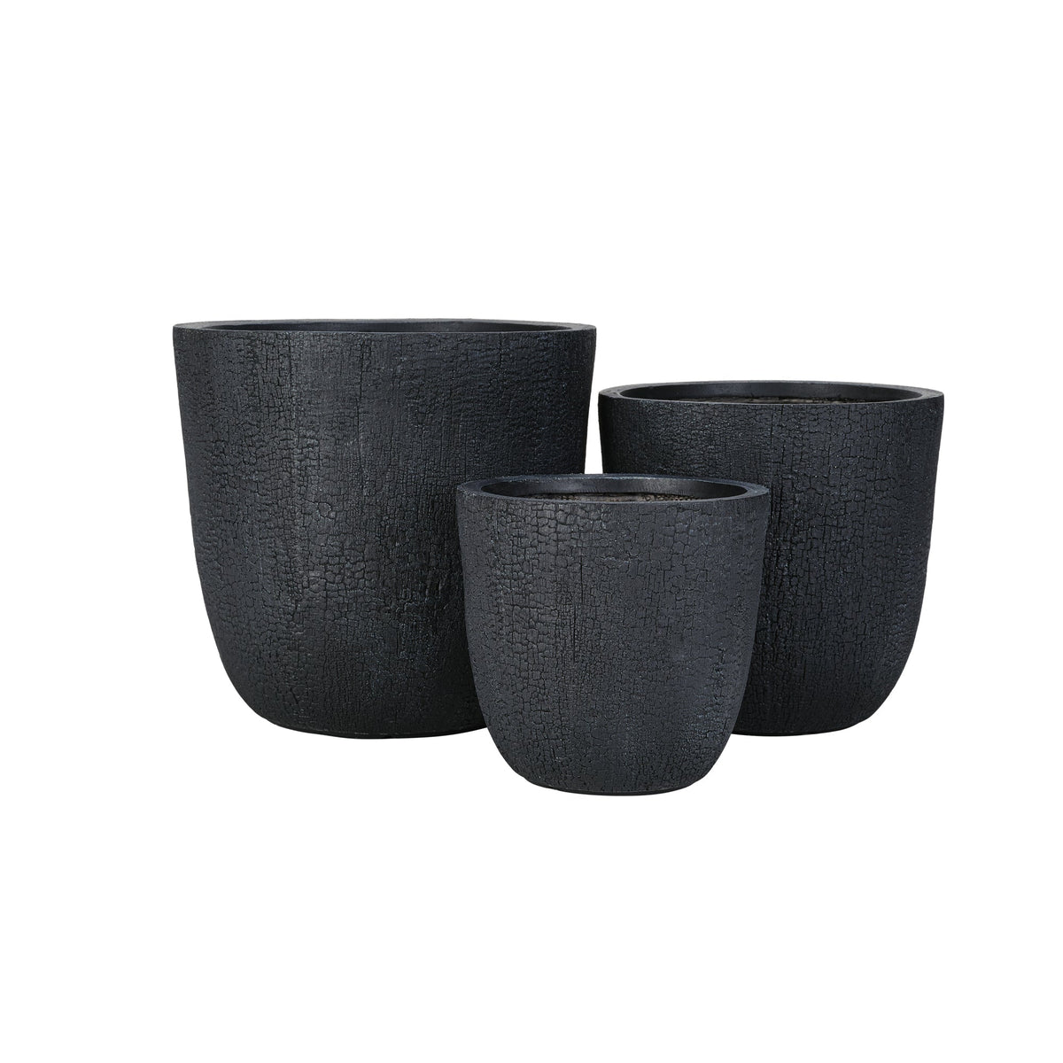 WONDERWALL 'Une Collection' Lightweight MGO Planter Set of 3 with Crackle Texture - Neutral