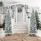 WONDERWALL ‘Noël DuBois’ 7.5 ft Unlit Snow-Flocked Pencil Christmas Tree