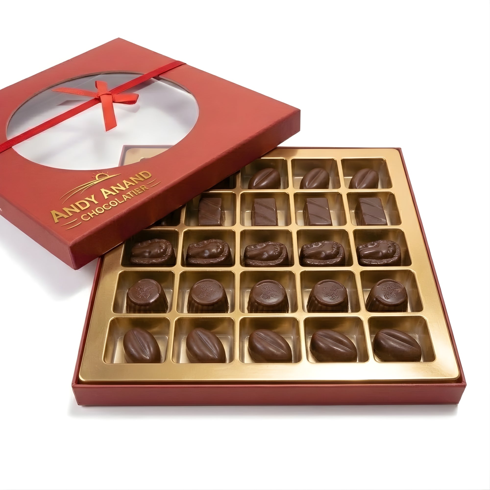 Andy Anand Sugar - Free Vegan Belgian Dark Chocolate Truffles Gift Box, 25 pc – Handmade Gourmet Assorted Flavors, Perfect for Indulgence, Birthday & Holiday