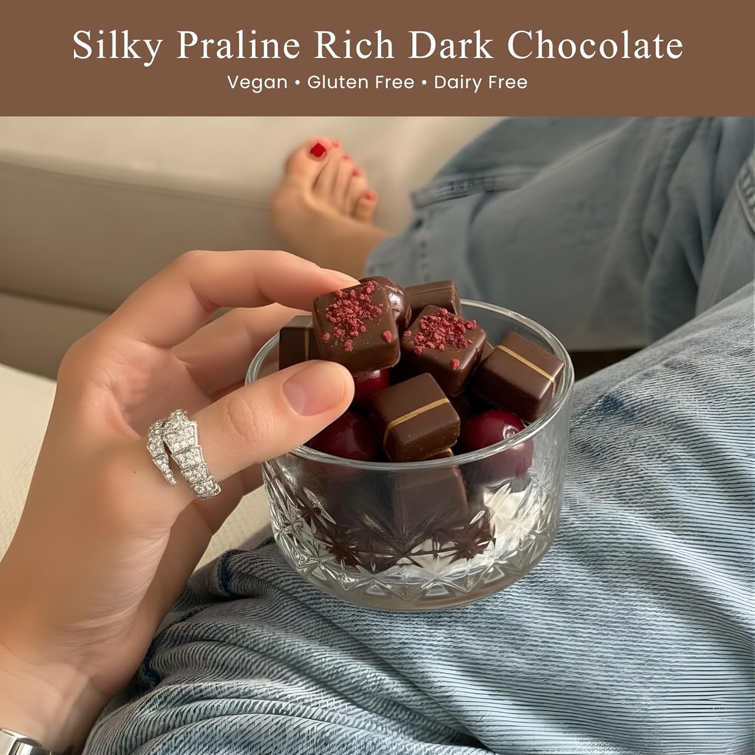 Andy Anand Vegan Dark Chocolate Truffles Praline Collection, 25 pc – Gluten - Free Gift Box, 60% Cocoa Butter, Birthday & Valentine's Day Gift