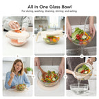 Genicook Glass Salad Bowl and Reversible Slicer Set