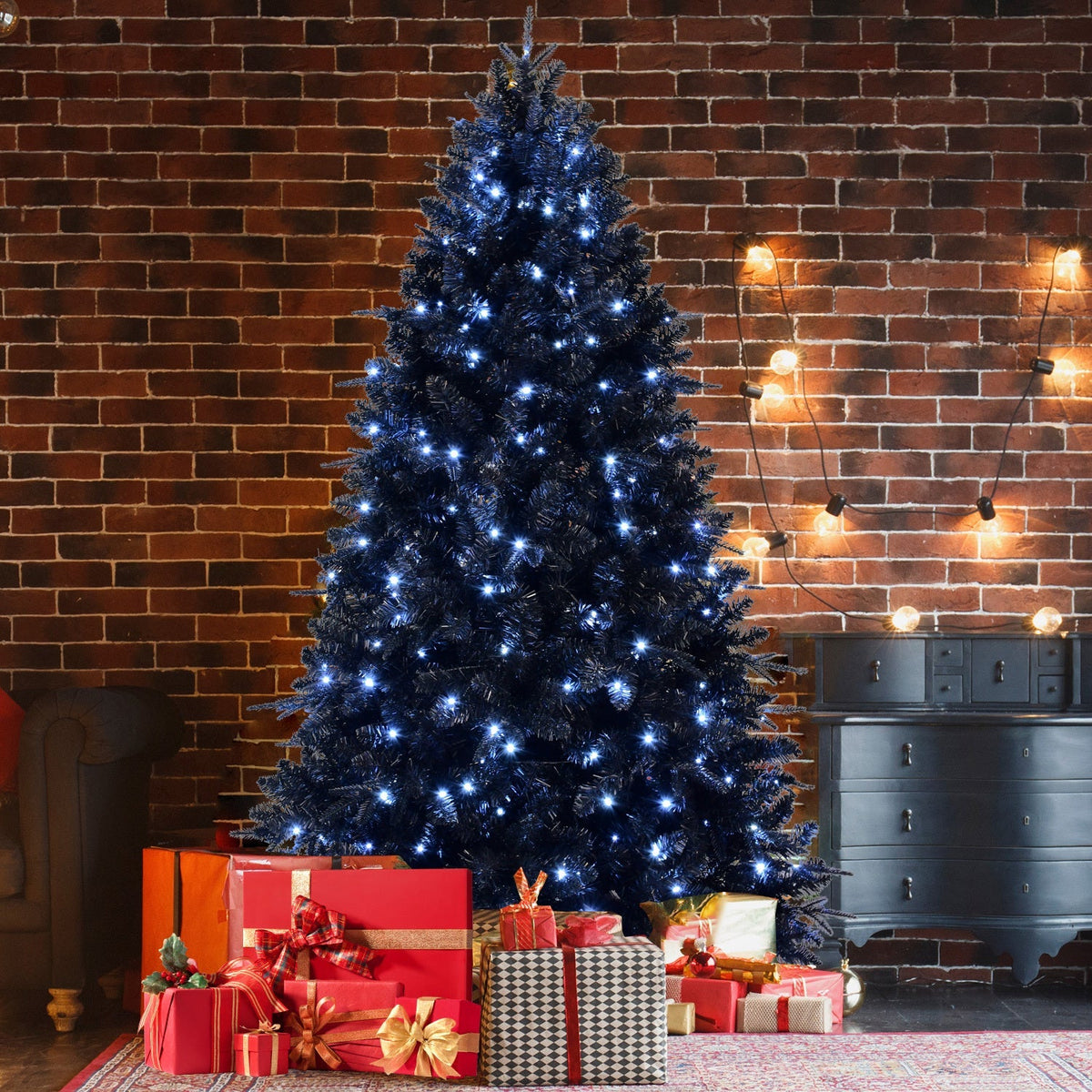 WONDERWALL 'Une Collection' 6-Foot Pre-Lit Black Christmas Tree with 350 LED Lights - Black
