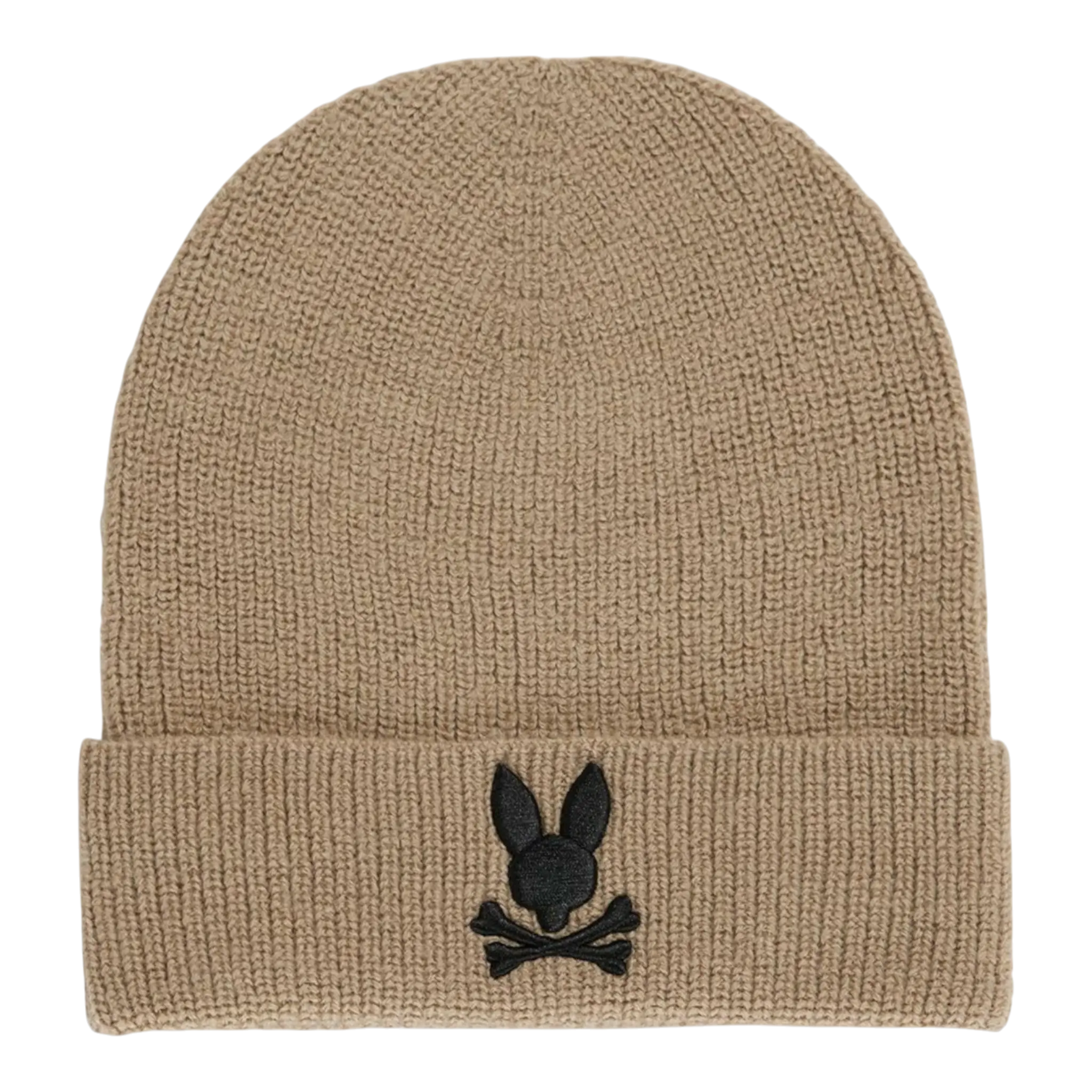 Psycho Bunny Allen Merino Wool Knit Cuff Beanie Wet Sand