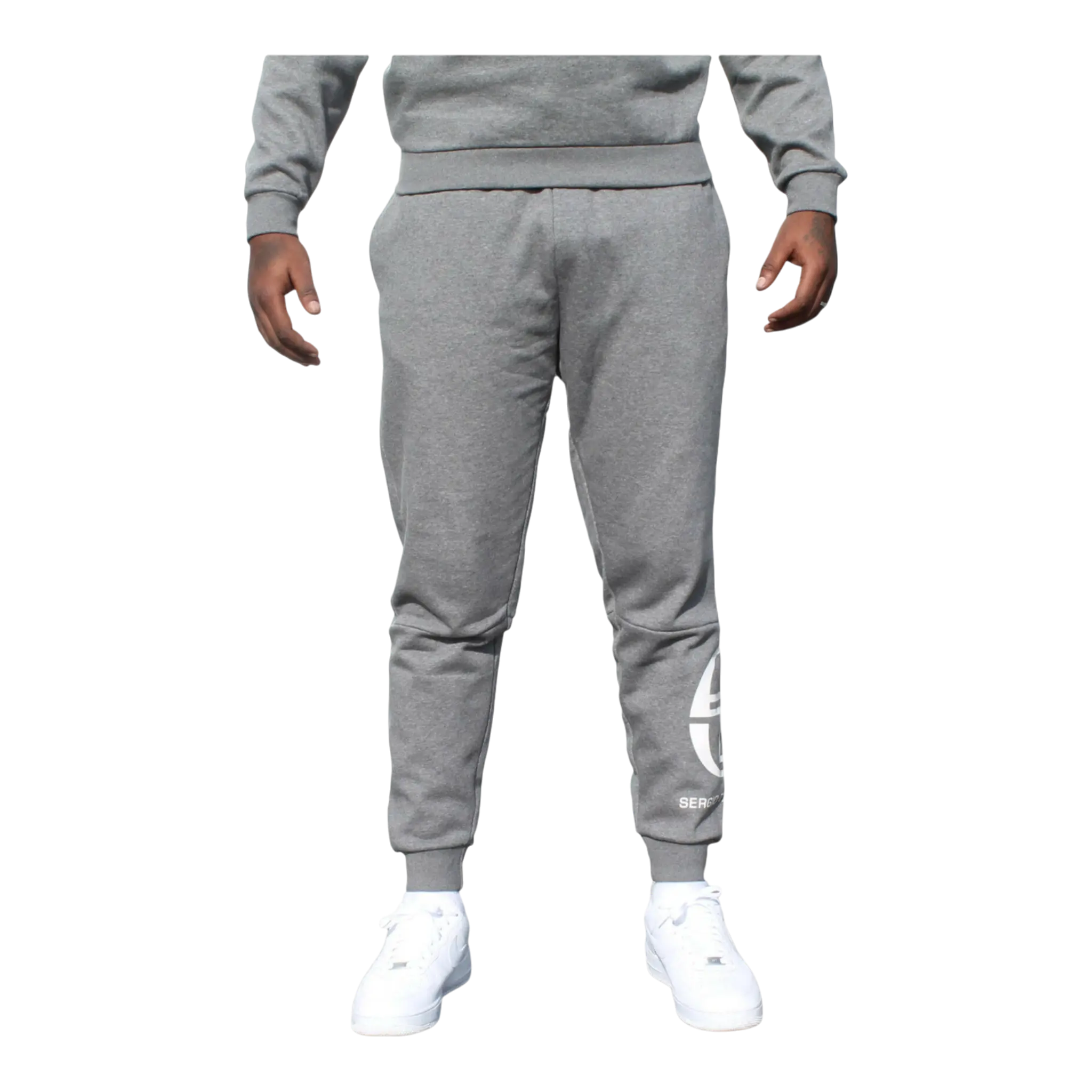 Sergio Tacchini Itzal Men Jogger Sweatpants Dark Grey Melange/Ivory