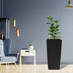 WONDERWALL 'Une Collection' Square Planters with Automatic Watering System - Faux Rattan, Pack of 2