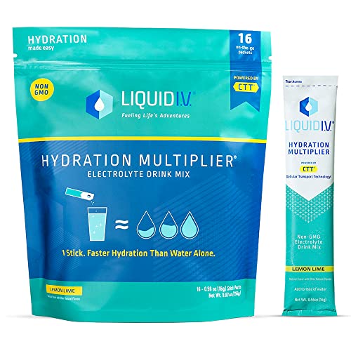 Liquid I.V. Hydration Multiplier - Lemon Lime - Powder Packets | Electrolyte Drink Mix | Easy Open Single - Serving | Non - GMO | 16 Stick