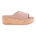 FitFlop Eloise Women Slides Sandals Stone Pink Beige Leather Cork Wrap Wedge