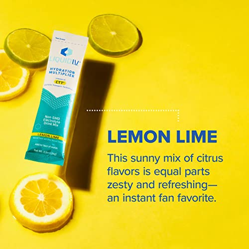 Liquid I.V. Hydration Multiplier - Lemon Lime - Powder Packets | Electrolyte Drink Mix | Easy Open Single - Serving | Non - GMO | 16 Stick