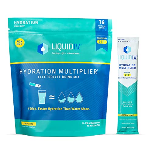 Liquid I.V. Hydration Multiplier - Lemon Lime - Powder Packets | Electrolyte Drink Mix | Easy Open Single - Serving | Non - GMO | 16 Stick