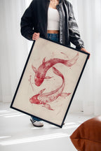 WONDERWALL ‘L’Atelier Fun Collection’ Koi Fish Wall Art – Minimalist Japanese Ink Print, Zen Decor