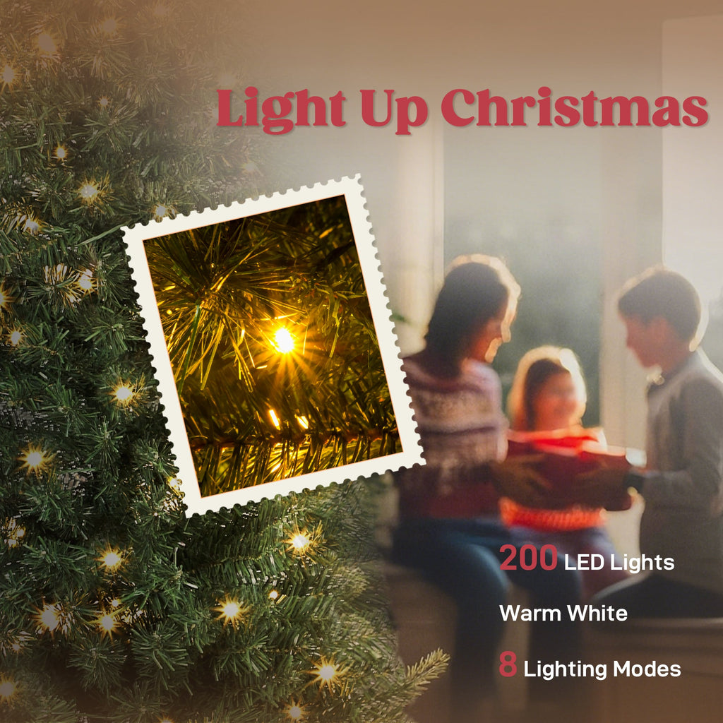 WONDERWALL ‘Noël DuBois’ 6 ft Bent-Top Artificial Christmas Tree with 200 Warm White LEDs – Green