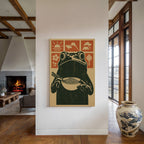 WONDERWALL 'L’Atelier Fun Collection' Ramen Frog Art in Retro Woodblock Style