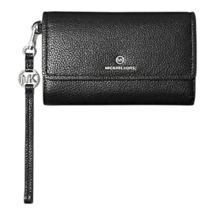 Michael Kors Jet Set Charm Women Wallet Black Pebbled Leather