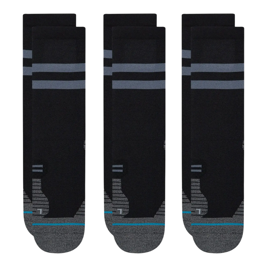 Stance Run Light 3-Pack Men Crew Socks Black